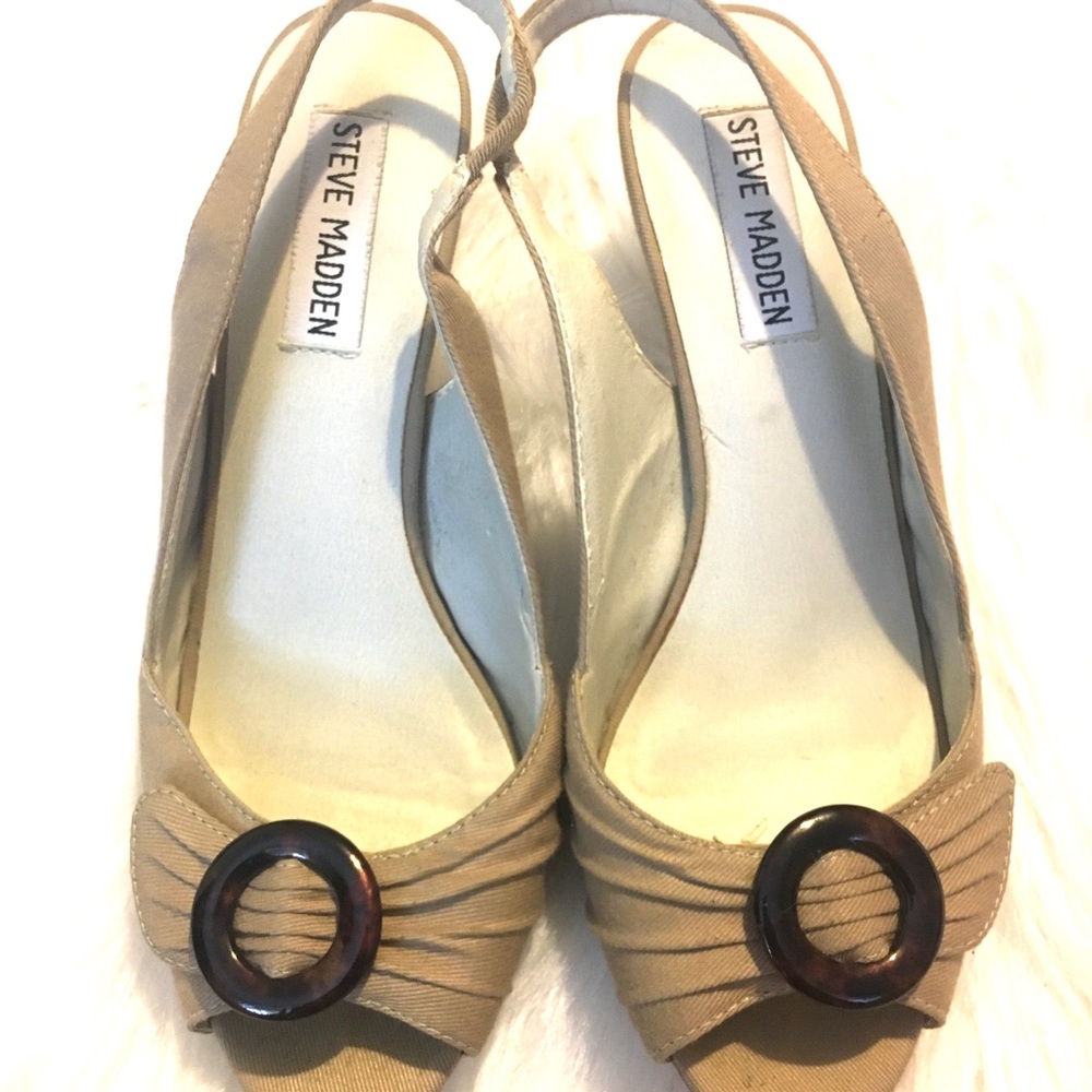 Steve Madden Open Toe Heels (2 Inch) 6.5 Tan